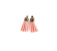 2 minis pompons en suédine 4 cm - saumon
