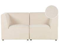 2 Modules d'Angle de Canapé en Velours Côtelé Grosses Côtes Beige Classique