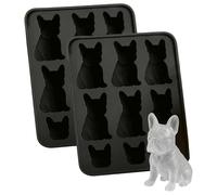 2 moldes para cubitos de hielo con forma de bulldog francés, silicona apta para uso alimentario, fáciles desmoldar, ideal amantes los perros, mujeres, hombres y niños. Molde cu