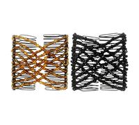 2 Morceaux D'Accessoires De Cheveux Élastiques, Peigne Invisible Polyvalent, Distributeur De Cheveux Rétractable, Points De Décoration De Coiffure (Noir, Marron).