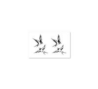 2 Morceaux D'Autocollants De Tatouage Temporaire, Deux Petites Hirondelles Pour Femmes Et Hommes, Encre Végétale À Jus, Imperméable, Semi-Permanent, Longue Durée 2 Semaines Et Non Réfléchissant