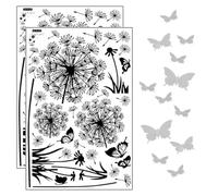 2 Morceaux D'Autocollants Muraux En Pissenlit Noir Et Un Autocollant Mural À Papillon 3D 1 Morceau, Des Autocollants Muraux Créatifs Et Élés, Adaptée Aux Chambres Et Aux Salles D'Apprentissage.
