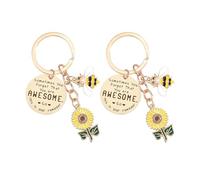 2 Morceaux De Bague De Clé d'abeille De Tournesol, Bague De Clé De Quota Inspirante, Bague De Clé Métallique Élée, Bague Clé Drôle, Accessoires De Remorque De Clé