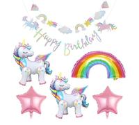 2 Morceaux De Ballons De Cheval Arc-en-Ciel, 2 Morceaux De Ballons Étoiles, 1 Morceau De Ballons Arc-en-Ciel, 1 Morceau De Drapeau De Mat, Décorations De Filles, Ornements Doux.