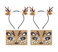 2 Morceaux De Bandeau De Cerf Et 2 Patchs De Visage, Accessoires De Vêtements De Cerf, Bandeaux De Dessins Animés Mignons, Accessoires De Jeu De Rôle, Fournitures De Déguisation De Fête.