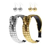 2 Morceaux De Bandeaux Brillants Et 2 Paires De Boucles D'Oreilles, Bandeaux À Larges Bords, Bandeaux De Personnalité Élés, Accessoires De Vêtements De Fête.