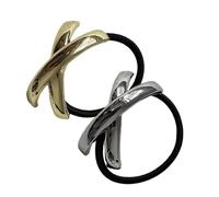 2 morceaux de bracelets de cheveux en métal- design à la queue à cheval, accessoires de cheveux élégants pour les femmes | STOCHES DE CHIP MÉTAL GOLDEN ET SILTS simples mais à la mode, accessoire