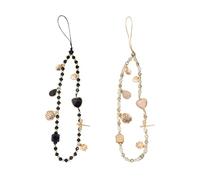2 Morceaux De Chaîne De Téléphonie Mobile Pour Femmes, Une Chaîne De Téléphonie Mobile Élée Et Simple, Des Décorations De Téléphonie Mobile, Des Accessoires De Téléphonie Mobile (Noir, Beige).