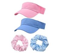 2 Morceaux De Chapeau De Soleil Et 2 Parties Coiffures En Satin, Chapeau Réglable, Chapeau Respirant, Équipement De Sport (Bleu, Rose).