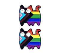 2 Morceaux De Chat Arc-en-Ciel, Badge De Dessin Animé, Stylos Décoratifs Colorés, Accessoires De Mode, Adaptés Aux Sacs À Dos, Vêtements, Chapeaux.
