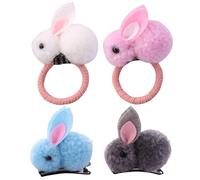2 Morceaux De Cheveux De Lapin Et 2 Morceaux De Pinces À Cheveux De Lapin, Corde À Cheveux De Lapin, Anneaux De Cheveux En Peluche, Pinces À Cheveux Girlshaarring, Fête De Lapin -Outfit.