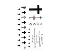 2 Morceaux De Croix Noire Et Blanche En Anglais Autocollants De Tatouage Imperméables Pour Les Couples Féminins Derrière Les Oreilles Les Chevilles Et Les Brasfaux Tatouage Temporaire