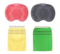 2 Morceaux De Frottement Arrière Antidérapant Du Dos, 2 Morceaux De Serviette De Bain, Support Mural De Douche Multifonction, Le Lavage Du Corps Et Le Tapis De Massage.