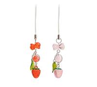 2 Morceaux De Longe De Téléphone Mobile Aux Fraises, Une Jolie Chaîne De Téléphonie Mobile, Une Chaîne De Clés Exquise, des Accessoires d'emballage en Boîte.
