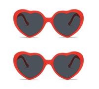 2 Morceaux De Lunettes De Cœur, Lunettes De Soleil En Forme De Cœur, Lunettes De Soleil Rouges, Verres De Fête Pour Enfants, Verres De Ligne Pour Femmes, Party À Plage De Soleil.
