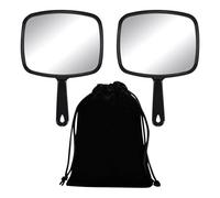 2 Morceaux De Miroir De Maquillage Noir Et 1 Morceau De Sac En Velours, Miroir De Maquillage Portable, Miroir De Maquillage Portable, Miroir De Maquillage Rectangulaire.