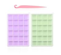 2 morceaux de moule à glaçons, 1 morceau de couteau de démoulage, bac à glaçons avec couvercle, moule à glaçons réutilisable, moule à glaçons en silicone à 24 grilles