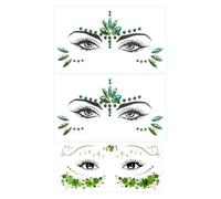 2 Morceaux De Patch Pour Le Visage En Strass Et De Patch De Visage Rose Scintillant, De Patch De Visage Brillant, De Patch De Tatouage Temporaire Et D'Ornements De Maquillage.