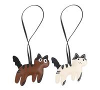 2 Morceaux De Pendentifs pour Chats en Cuir, Remorque De Sac À Dos Sucré, Porte-Clés Créatif Et Drôle, Accessoires d'emballage en Boîte.