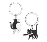 2 Morceaux De Porte-Clés De Chat, Porte-Clés Créatif Et Amusant, Porte-Clés Mignon, Porte-Clés Cadeau, Porte-Clés en Métal.