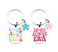2 Morceaux De Porte-Clés De Fleurs De Thanksgiving, Porte-Clés Tante en Acier Inoxydable, Cadeau Créatif De Thanksgiving, d'anniversaire pour Tante.