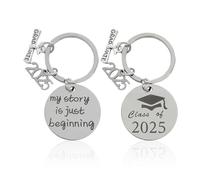 2 Morceaux De Porte-Clés en Acier Inoxydable, Porte-Clés De Lettrage, Porte-Clés Créatif, Porte-Clés De Cadeau De Graduation.