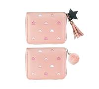 2 Morceaux De Portefeuille De Femmes Roses, Sac De Soumission d'amour, Sac De Cartes avec Décoration Suspendue en Tassement, Sac De Cuir PU Sucré -Hill.