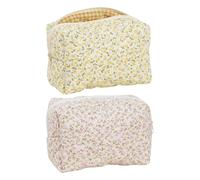 2 Morceaux De Sac À Imprimé Floral, Sac De Rangement Mignon, Sac De Maquillage Portable, Sac D'Embrayage Pour Femmes, Sac De Toilette À Grande Capacité.