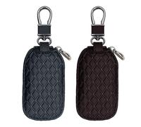 2 Morceaux De Sac De Voiture en Cuir, Couvercle Clé, Sac Clé Portable, Accessoires Autokey, Sac De Rangement Résistant À Kear (Noir, Marron).