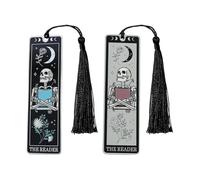 2 Morceaux De Signets De Motif De Crâne, Accessoires De Lecture, Signets De Personnalité Créatifs, Signets En Acier Inoxydable, Cadeaux Créatifs.