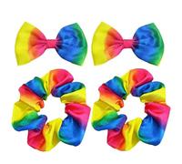 2 morceaux d'élastiques à cheveux pour filles, 2 morceaux de pinces à cheveux avec nœud, élastiques à cheveux arc-en-ciel pour queue de cheval, élastiques à cheveux colorés pour filles