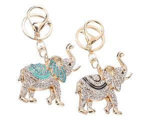 2 Morceaux D'Éléphant Anneau n Diamant, Décoration en Métal Animal Mignon, Porte-Clés Créatif Et À La Mode, Pendentif pour Sacs pour Femmes, Accessoires Clés.