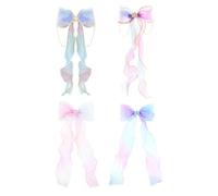 2 Morceaux D'Épingle À Cheveux En Feuille De Perle Et 2 Morceaux De Gem Stone Bows Hairpin, Colorful Princess Band, Sweet Streamer -Hair Needle, Children'S Jewelry Hair Accessoires.