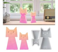 2 Moule à Chat En Silicone, 3d Moule Silicone Chat, Moules pour Bougies, Moule en Silicone pour le Printemps, pour les Travaux Manuels, le Plâtre, l'Artisanat