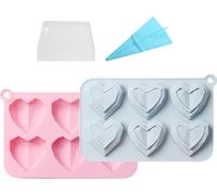 2 Moules 3D Diamant-Cœur en silicone Pour Chocolat, 6 cavités, Facile à démouler, Moules en forme de cœur, Plateau Pour Gâteaux Mousses
