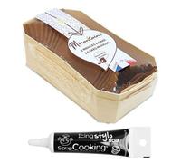 2 moules à cake bois 21 cm + Stylo glaçage noir Scrapcooking