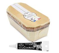 2 moules à cake bois 24 cm + 4 caissettes de cuisson + Stylo glaçage noir Scrapcooking