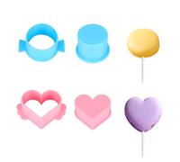 2 Moules à Cake Pops, Emporte Pièce Poussoir pour Cake Pops Forme Cercle Cœur Imprimés 3D Moules à Pâtisserie pour Fêtes D'anniversaire Pâtisseries Maison Desserts Mariage (Bleu, Rose)