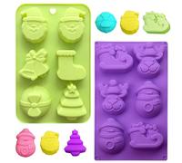 2 Moules à Chocolat en Silicone, Moules en Silicone Antiadhésif de Noël, Emporte Pièces en 3D pour Enfants, 3D Moule Patisserie pour Faire Chocolats, Bonbons, Biscuits, Gelées, Glaçons, etc