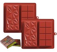 2 Moules à Chocolat en Silicone Professionnels - Pour Tablettes Dubai & Barres Énergétiques | Résistants à la Chaleur (-40°C à 230°C) | Antiadhésifs & Flexibles (Lavables au Lave-vaisselle)