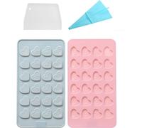 2 Moules à Chocolat Gummy avec 24 cavités en forme de cœur, Moules à pâtisserie en silicone antiadhésifs Pour la fabrication de glaçons, de gelée, pour le moulage de bonbons, avec poche à douille et r