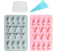 2 Moules à chocolat Hippocampe Et Homard Pour Bonbons durs, Moule en silicone pour organismes marins Pour bombes à graisse, Fondant, Décoration de gâteaux, Mini-savon, Crayon de couleur, Moule à glaço
