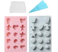 2 Moules à Chocolat Moules à Bonbons Pour La Cuisson De Friandises Sucrées, 14 empreintes, Moules à Glaçons En Silicone Anti-adhésif, Avec Poche à Douche Et Raclette