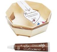 2 moules à gâteau en bois Ø 18 cm + Stylo chocolat Multicolore G