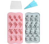 2 Moules à oursons en gomme au chocolat Dinosaure avec 12 cavités, Moules à pâtisserie en silicone antiadhésifs Pour la fabrication de glaçons, Pour le moulage de bonbons, Avec poche à douille et racl