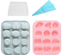 2 moules à oursons en gomme chocolat avec 12 alvéoles, moules à pâtisserie en silicone antiadhésifs pour la fabrication de glaçons, gelée, chocolat, savon, pour former des bonbons, avec poche à douill