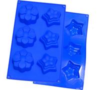 2 moules à savon en silicone, 6 cavités, étoiles de fleurs, moule à pâtisserie en silicone, Parfait pour la fabrication de savon, gâteaux faits à la main, biscuits au chocolat, brownies, pudding