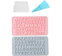 2 moules alphabet chocolat oursons en caoutchouc Moules à pâtisserie en silicone antiadhésifs pour la fabrication de glaçons, gelée, chocolat, savon, pour mouler des bonbons, avec poche à douille et r