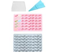 2 Moules en caoutchouc Dinosaure avec 48 cavités, Moule en silicone miniature Pour les bonbons, Moules en caoutchouc pour le chocolat Dino avec racloir pour poche à douille Pour les produits faits mai