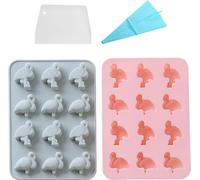 2 Moules en caoutchouc pour chocolat Flamingo avec 12 cavités, Moules à pâtisserie en silicone antiadhésifs Pour la fabrication de glaçons, gelée, chocolat, savon, à mouler, avec poche à douille et ra